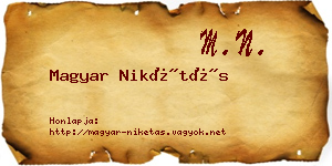 Magyar Nikétás névjegykártya